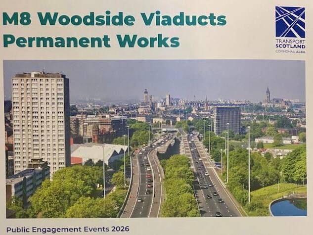 Looking west along the M8 towards the Woodside Viaduct
