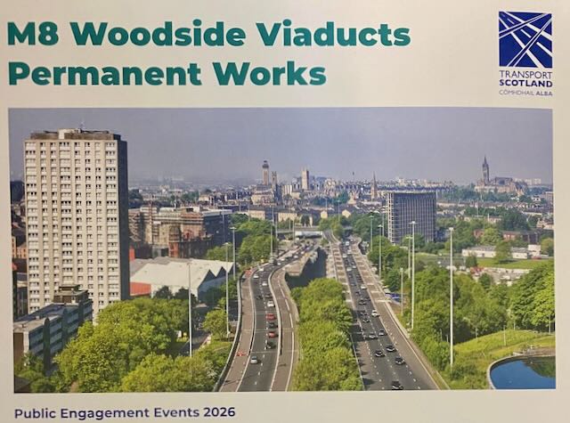 Looking west along the M8 towards the Woodside Viaduct