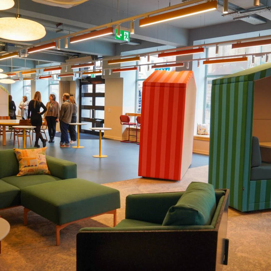 One of the rooms at The Nook with modern furniture