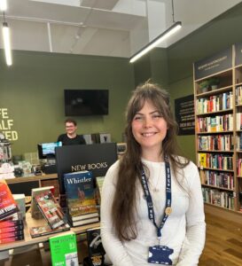 Interior of Chapter One bookshop with two members of staff