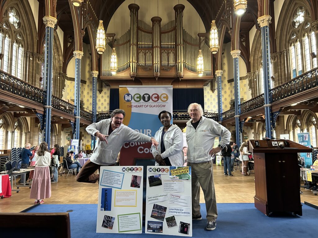 Community Councillors at their stand in Bute Hall, University of Glasgow, during the volunteer fair